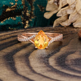 Timeless Vintage 4-Prong Pear-Cut Citrine Engagement Ring